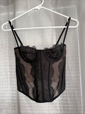 Urban Outfitters Black Lace Corset-Style Bustier Top